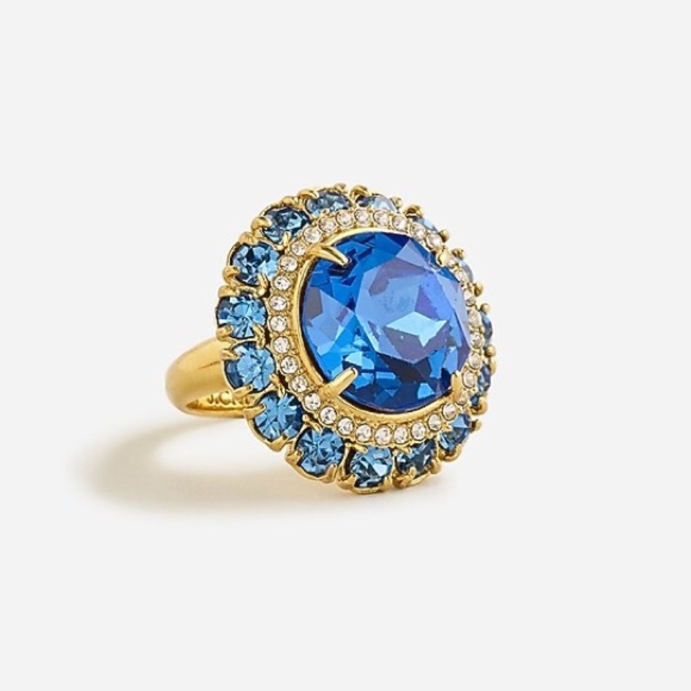 J.Crew Elegant Blue and Gold Ring